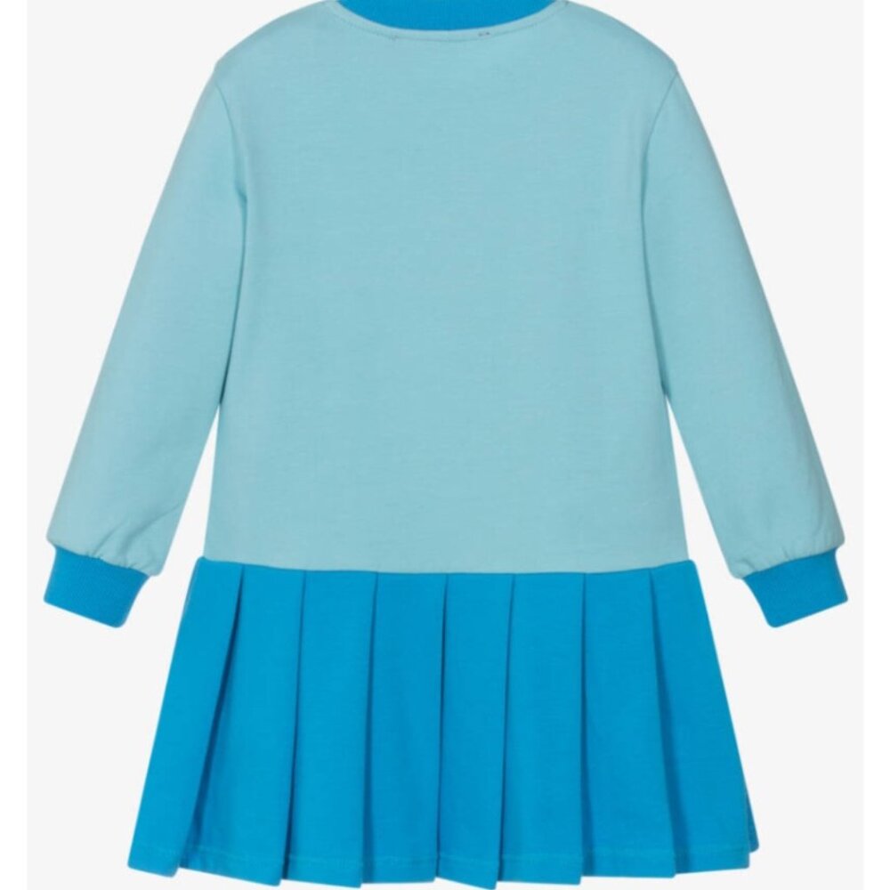 Agatha Ruiz de la Prada Girls Blue Cotton Jersey Dress with Pleated Skirt - Picture 2 of 3